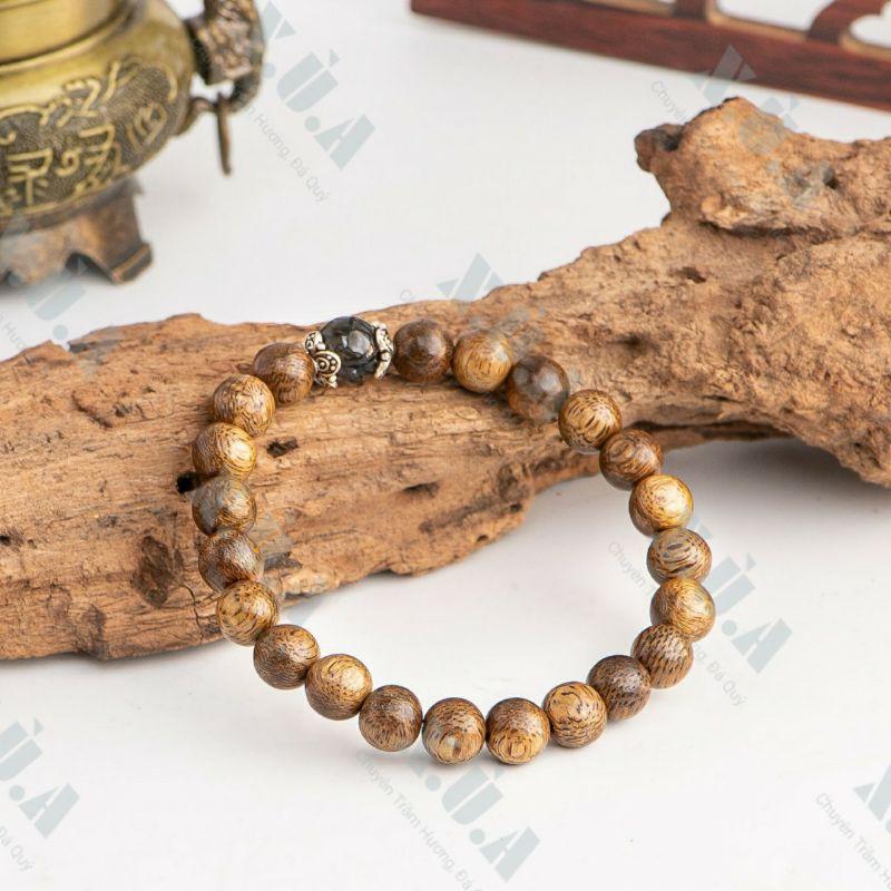 Vòng Tay Trầm Tốc Đính Charm Đen Cầu An Lành || May Mắn