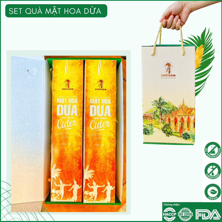 Hộp quà - 2 chai Cider Mật hoa dừa, thức uống lên men dành cho phái đẹp