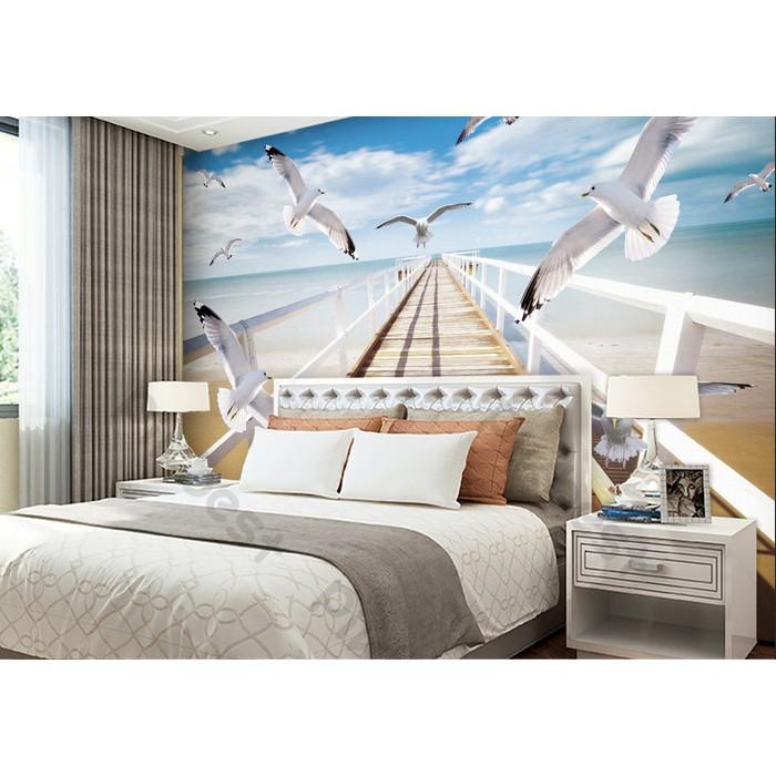 Tranh chim bồ câu hòa mình với thiên nhiên tự do, tranh dán tường 3d hiện đại MS640521