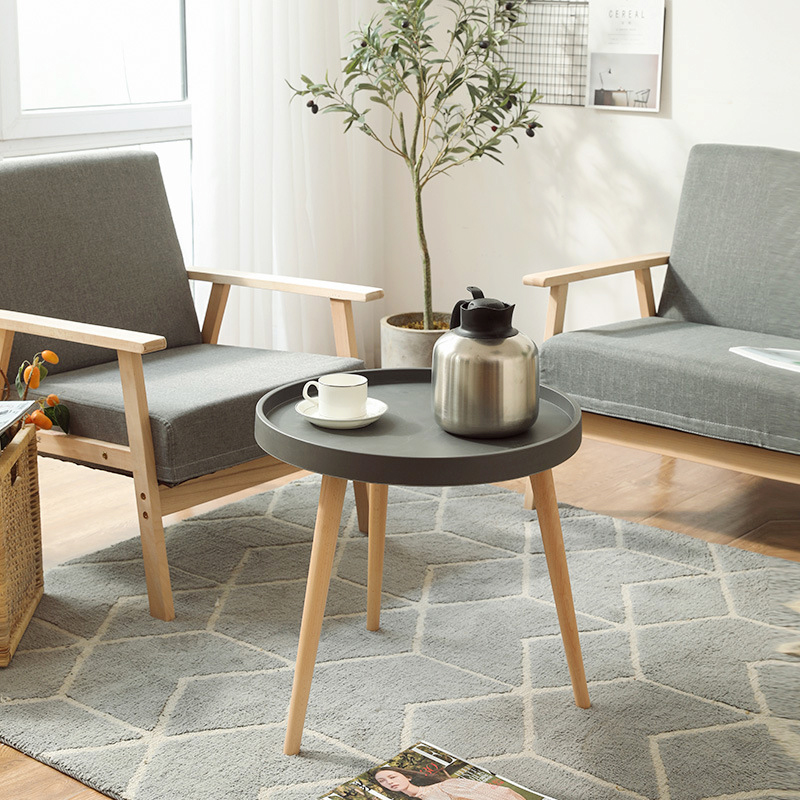 Bàn café hình tròn chân gỗ cách điệu ECOFURNIX BG2121
