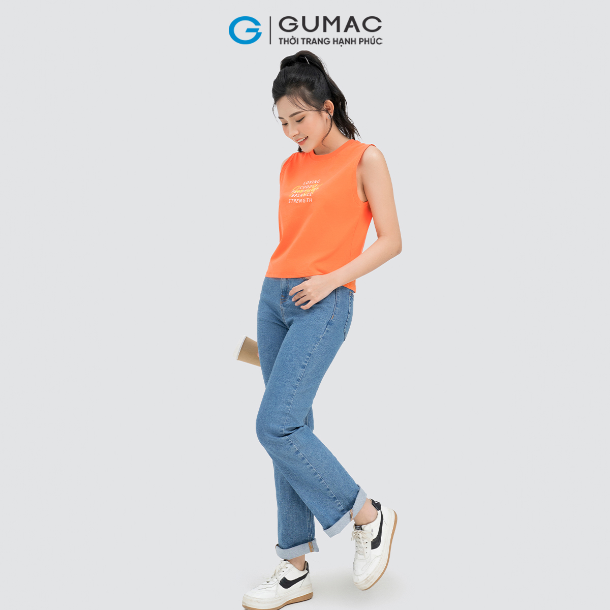 Quần jeans nữ ống đứng tôn dáng trẻ trung năng động thời trang Gumac QJD04051