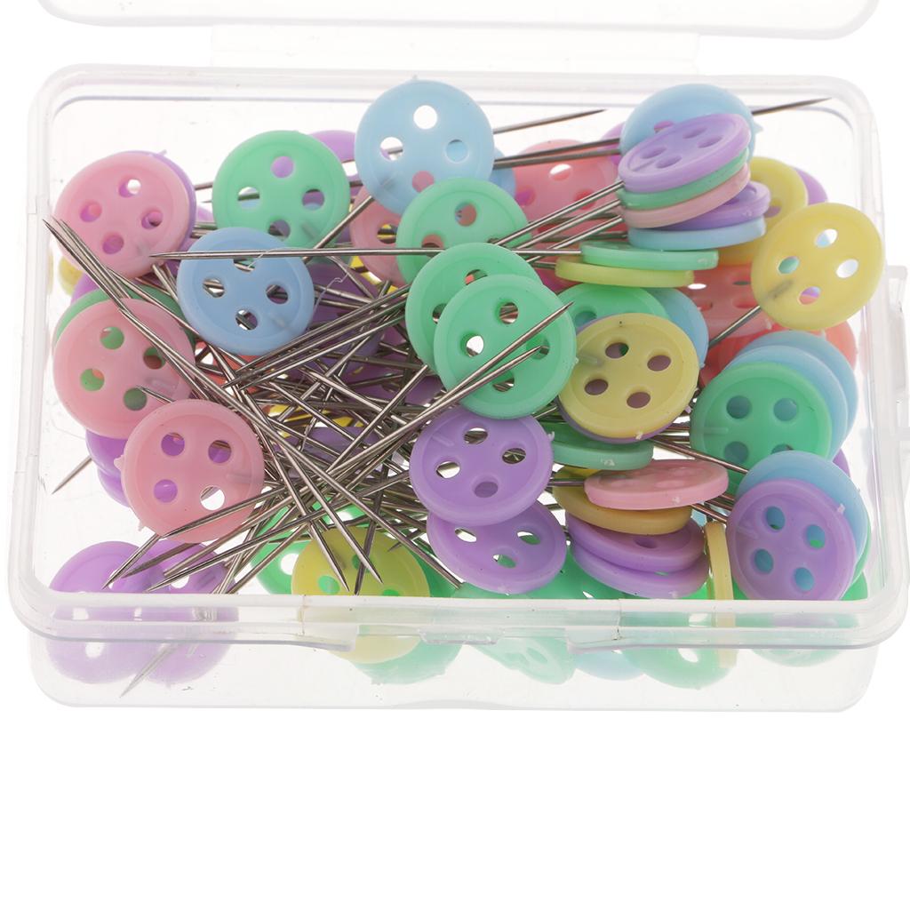 100x Buttons Head Patchwork Pins for Quilting Tailor Sewing Dressmaking 44mm