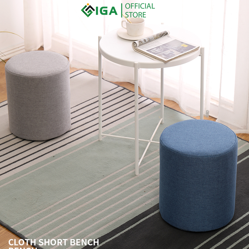Ghế Đôn Sofa Tròn Khung Gỗ Sồi Nệm Mút Đàn Hồi Vỏ Ghế Tháo Dễ Dàng Vệ Sinh - GC14