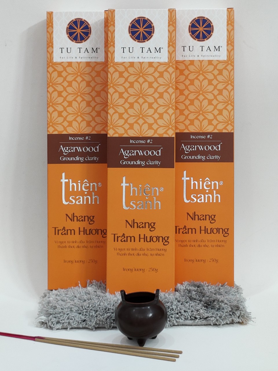 Trầm hương Thiện Sanh #02 mùi thơm dịu nhẹ- Hộp Màu cam 30cm và 40cm