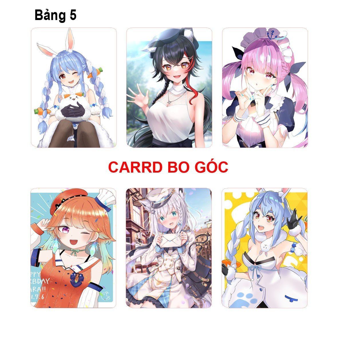 Card bo góc Hololive 6 ảnh khác nhau/ Thẻ card hình Hololive