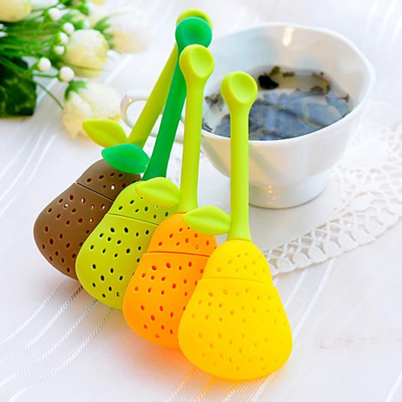 Hot Sales Tea Strainer Pear Shaped Silicone Perforated Tea Leaf Filter Infuser Spice Herbal Infuser Filter Tool Teaware