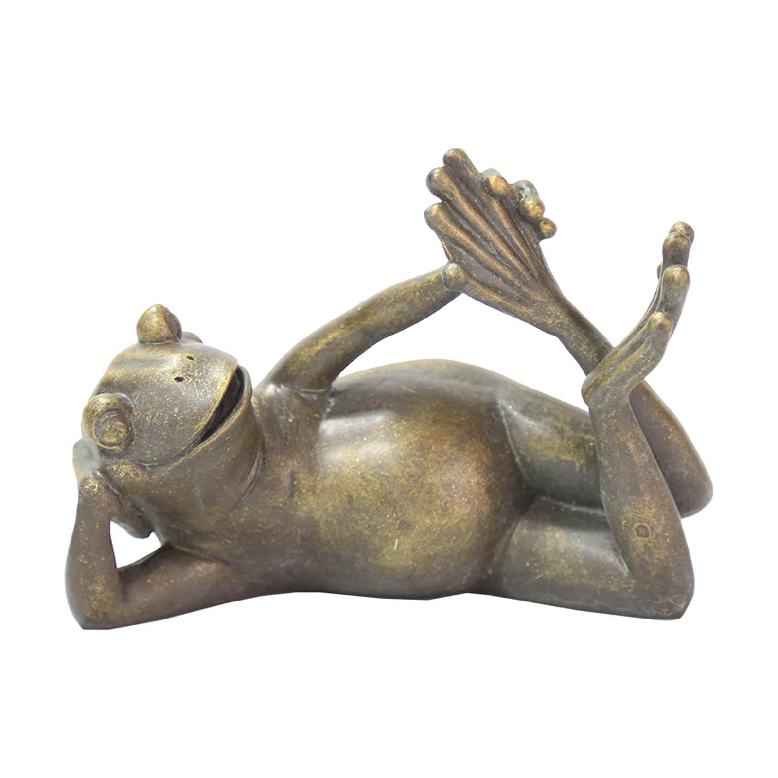 Antique Bronze Lying Yoga Frog Statue Zen for Garden Courtyard Decoration
