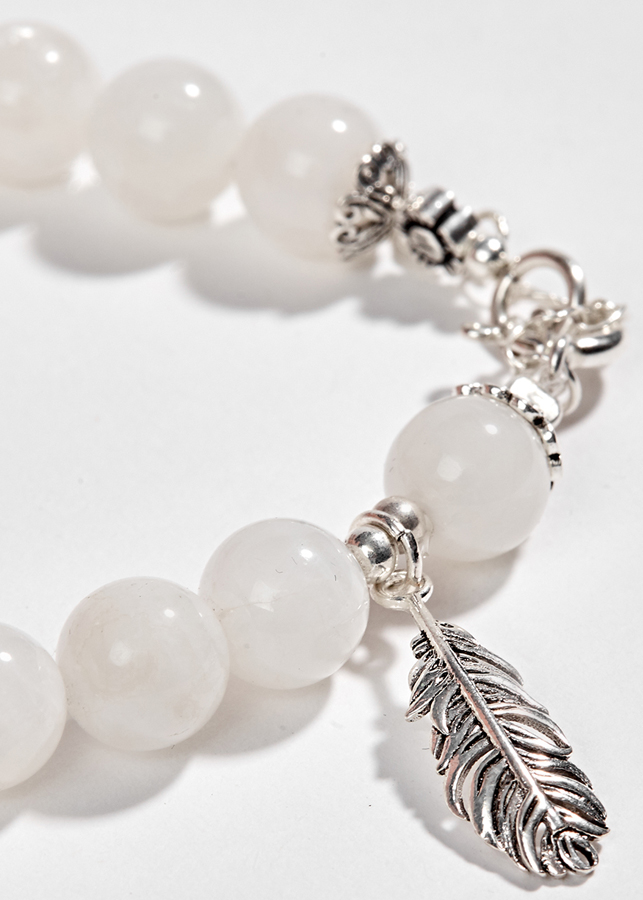 Vòng Đá Xà Cừ Trắng Phối Charm Bạc Ngọc Quý Gemstones