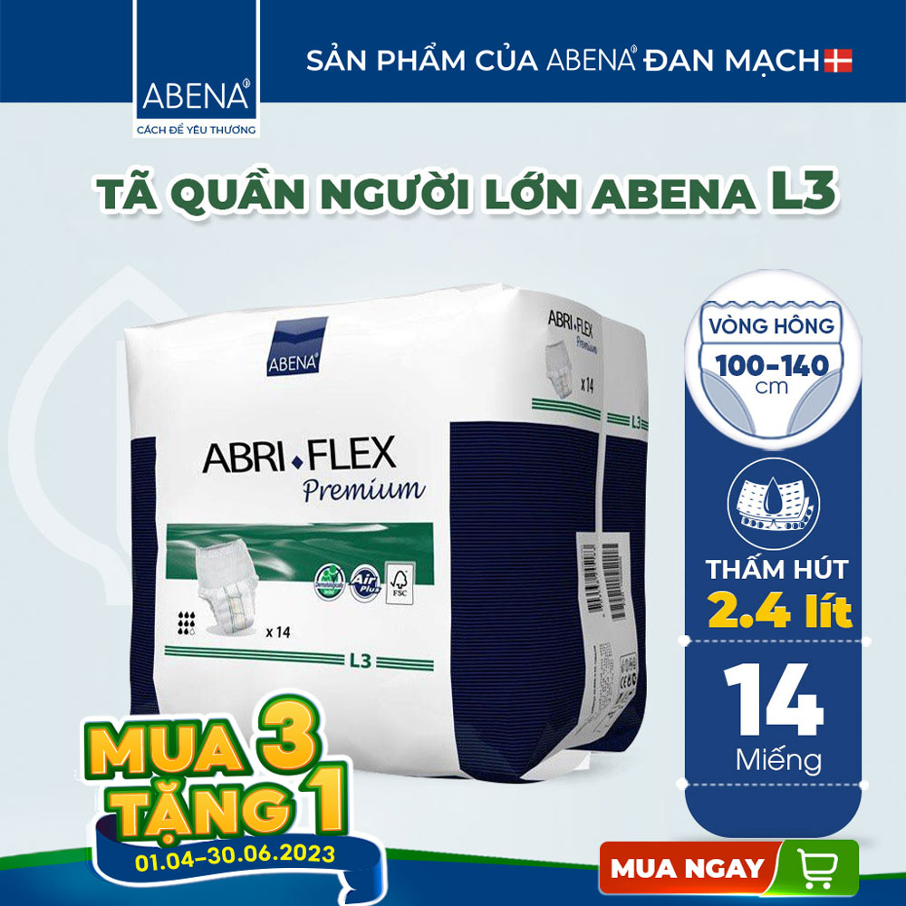 Combo 3 Bịch Tã Quần Người Lớn Abena Abri Flex Premium - Thấm hút 2.4 lít - Nhập Khẩu Đan Mạch (Gói 14 miếng))