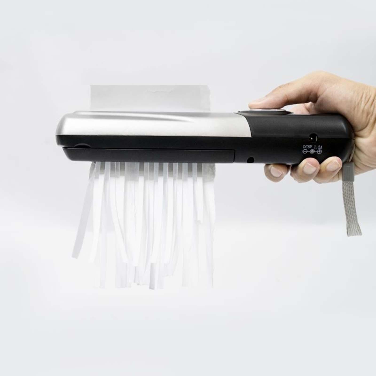 Compact Handheld Paper Shredder Cutting Tool USB/Battery Powered Strip Cut A4 A6 Capacity 2L Paper Cutter for Home Documents Notes Portrait