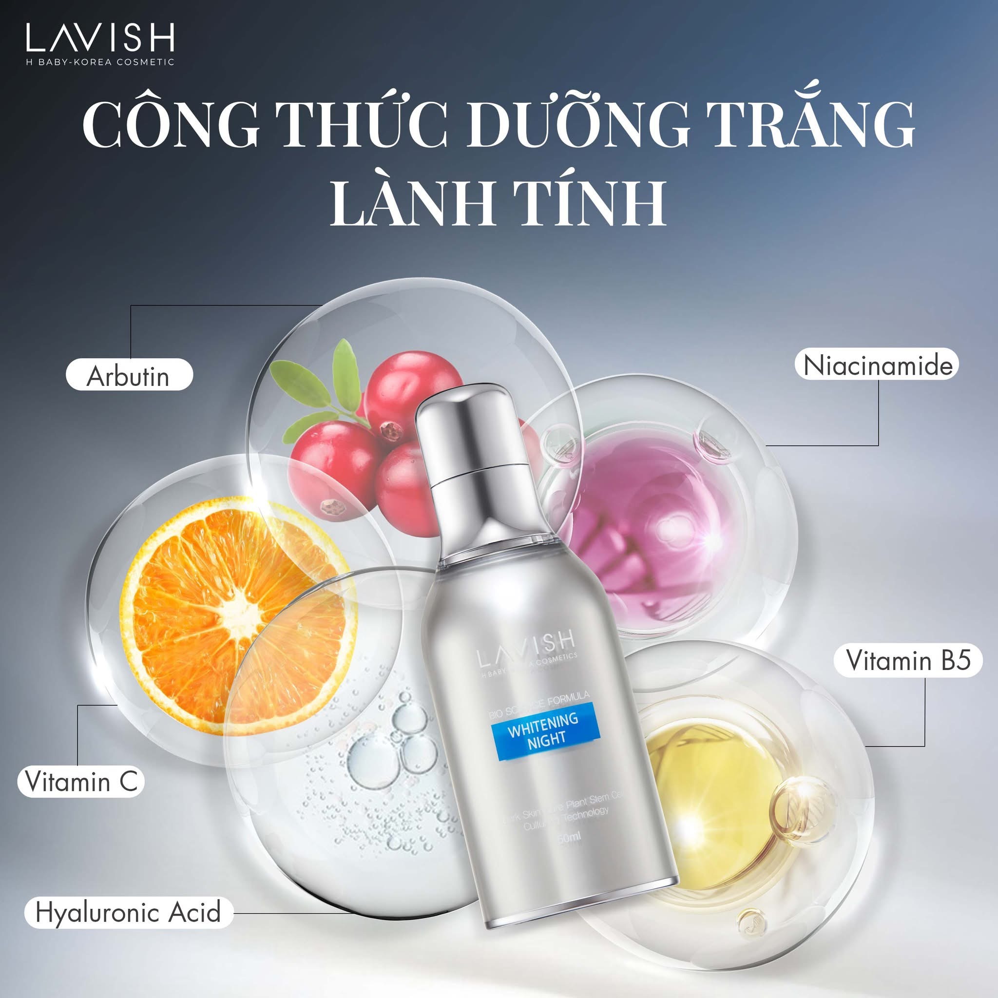 Kem dưỡng trắng da chuyên sâu ban đêm dành cho mặt Lavish h baby