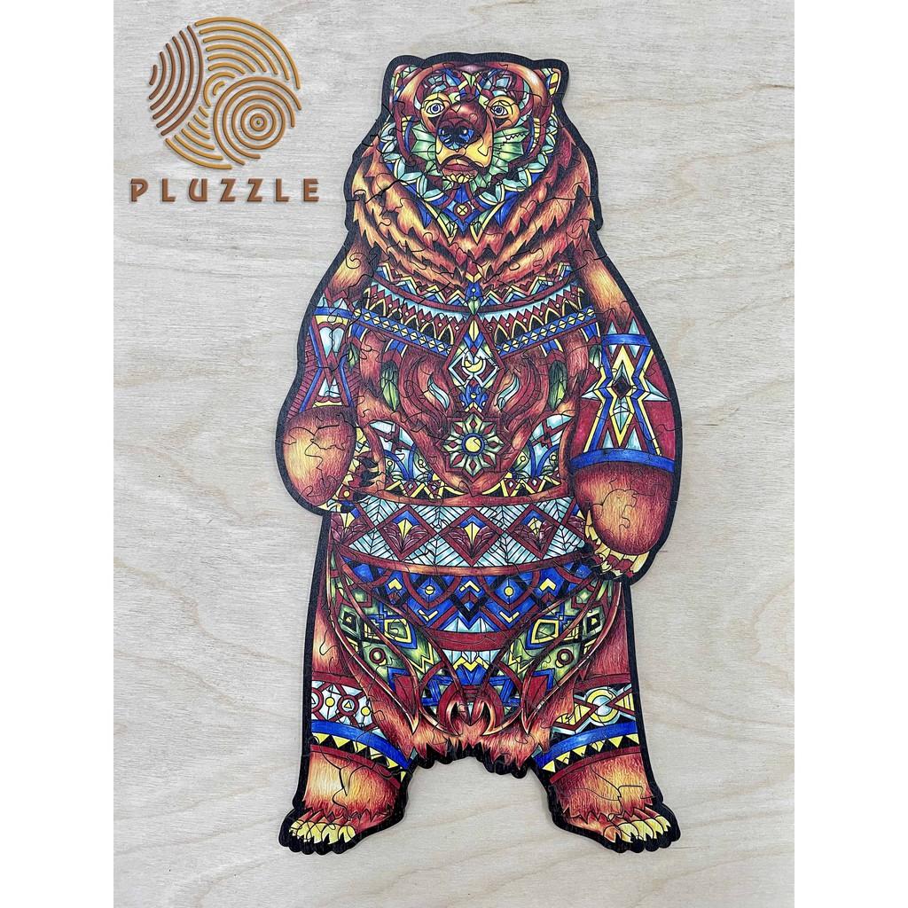 Bộ xếp hình gỗ thông minh puzzle đồ chơi ghép hình - Gấu - PZ018