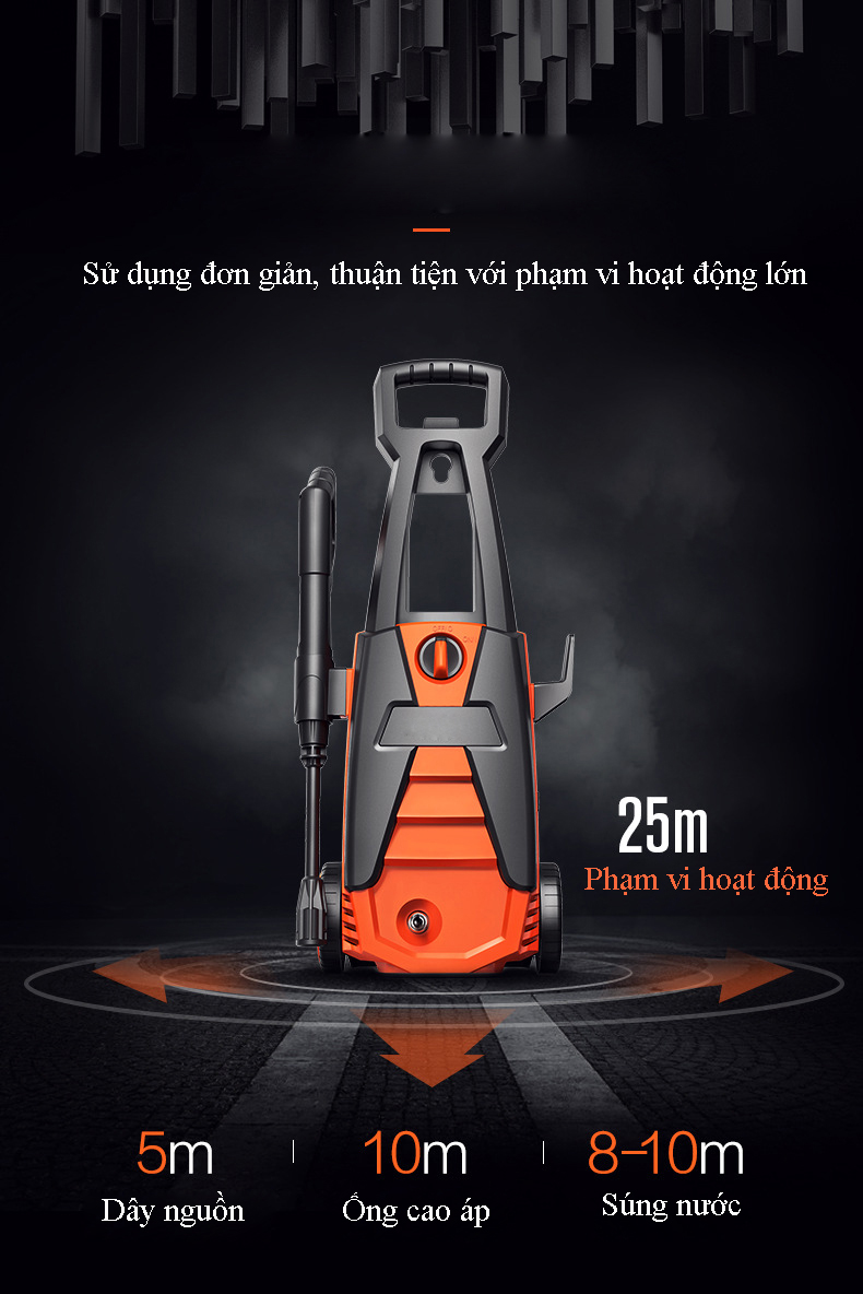 Máy xịt rửa xe gia đình cao áp Q463 công suất 1600W