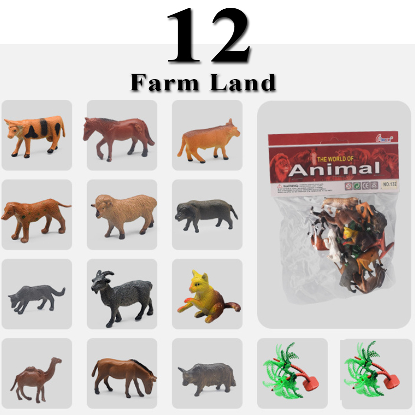 Bộ 12 đồ chơi động vật nuôi trong trang trại A132 New4all Farm Land Animal nhựa dẻo