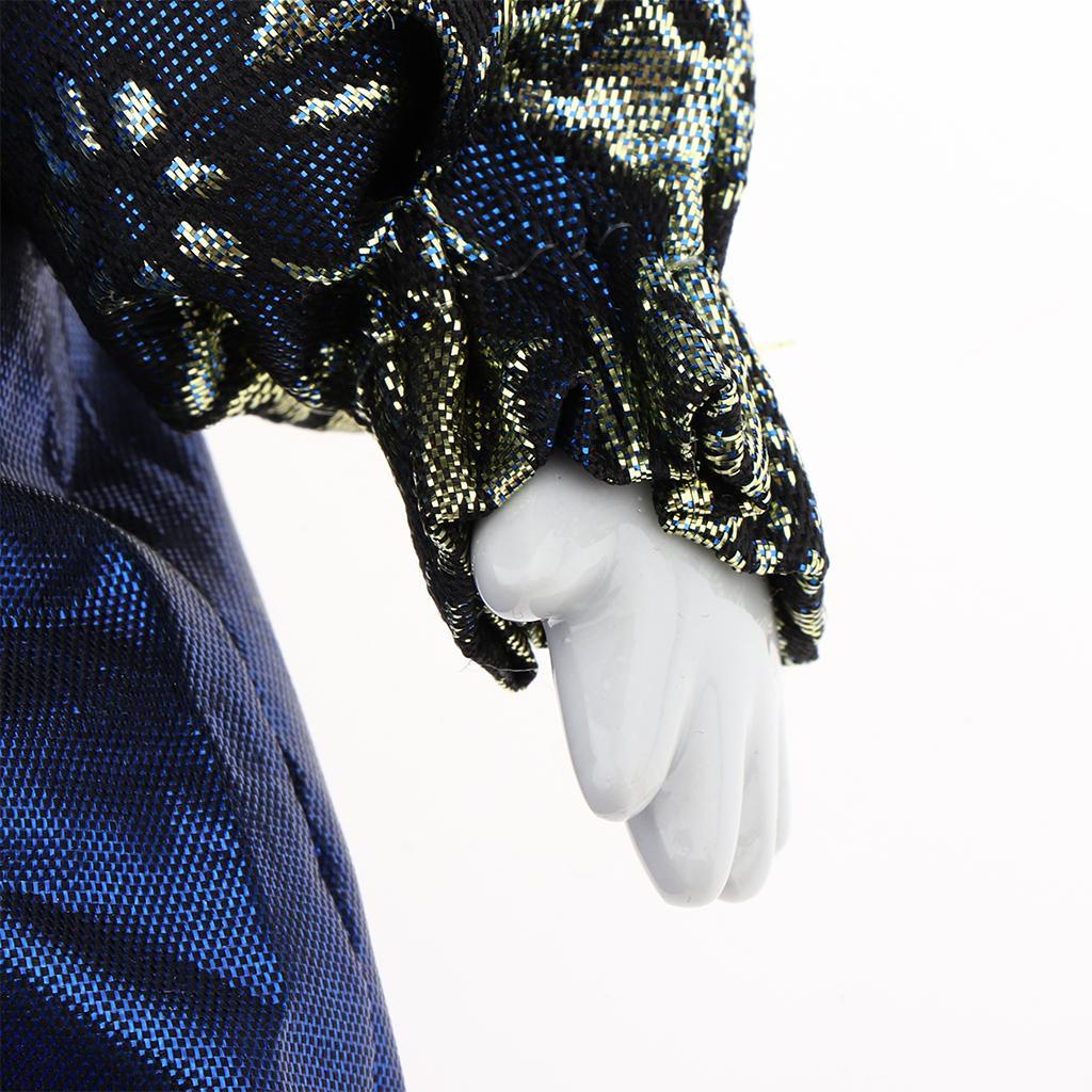 Porcelain Clown Doll Hanging Foot Harlequin Doll Home Display Ornament, D