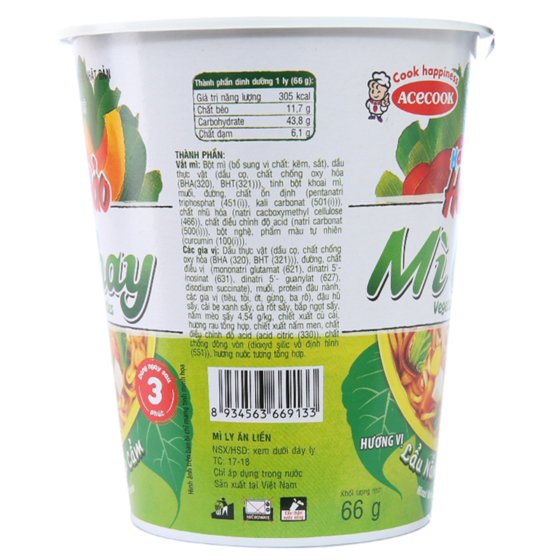 Mì Hảo Hảo chay Handy 66g thùng 24 ly