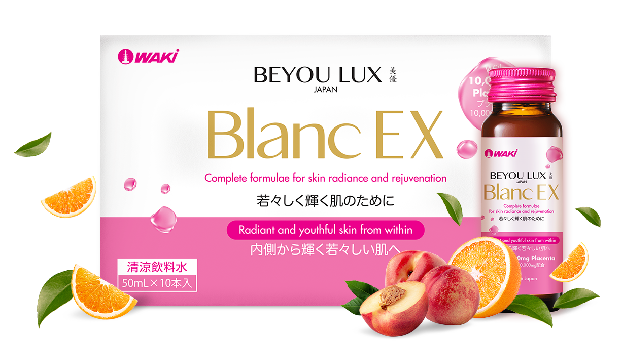 Nước uống làm đẹp da BEYOU LUX Blanc EX Giúp Trắng Da, Cải Thiện Lão Hóa từ Nhật Bản (Hộp 10 Chai)