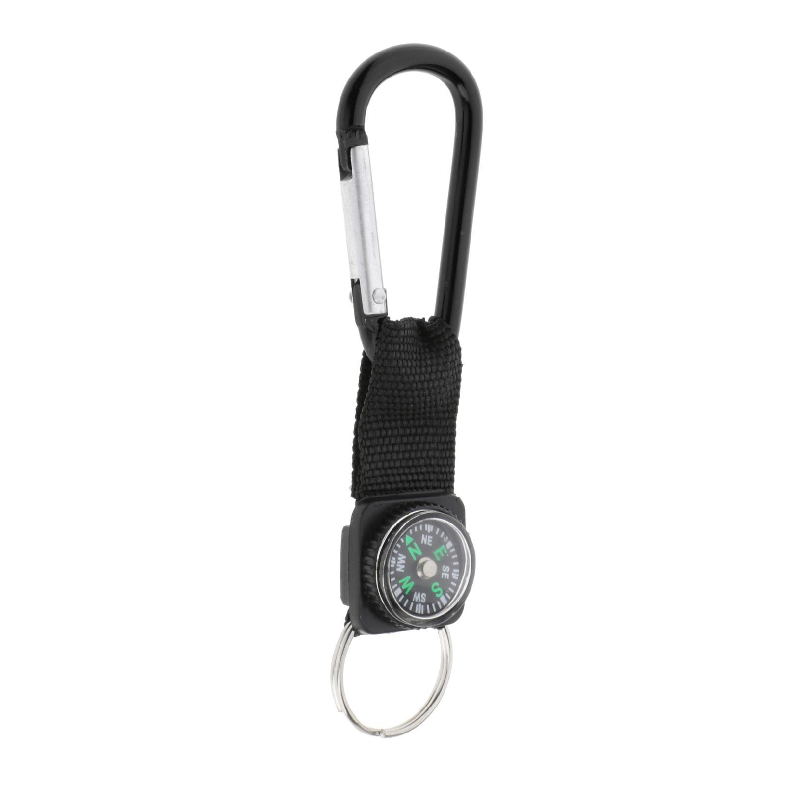 10Pcs Camping Carabiner Compass Keyring Climbing Equipment Black