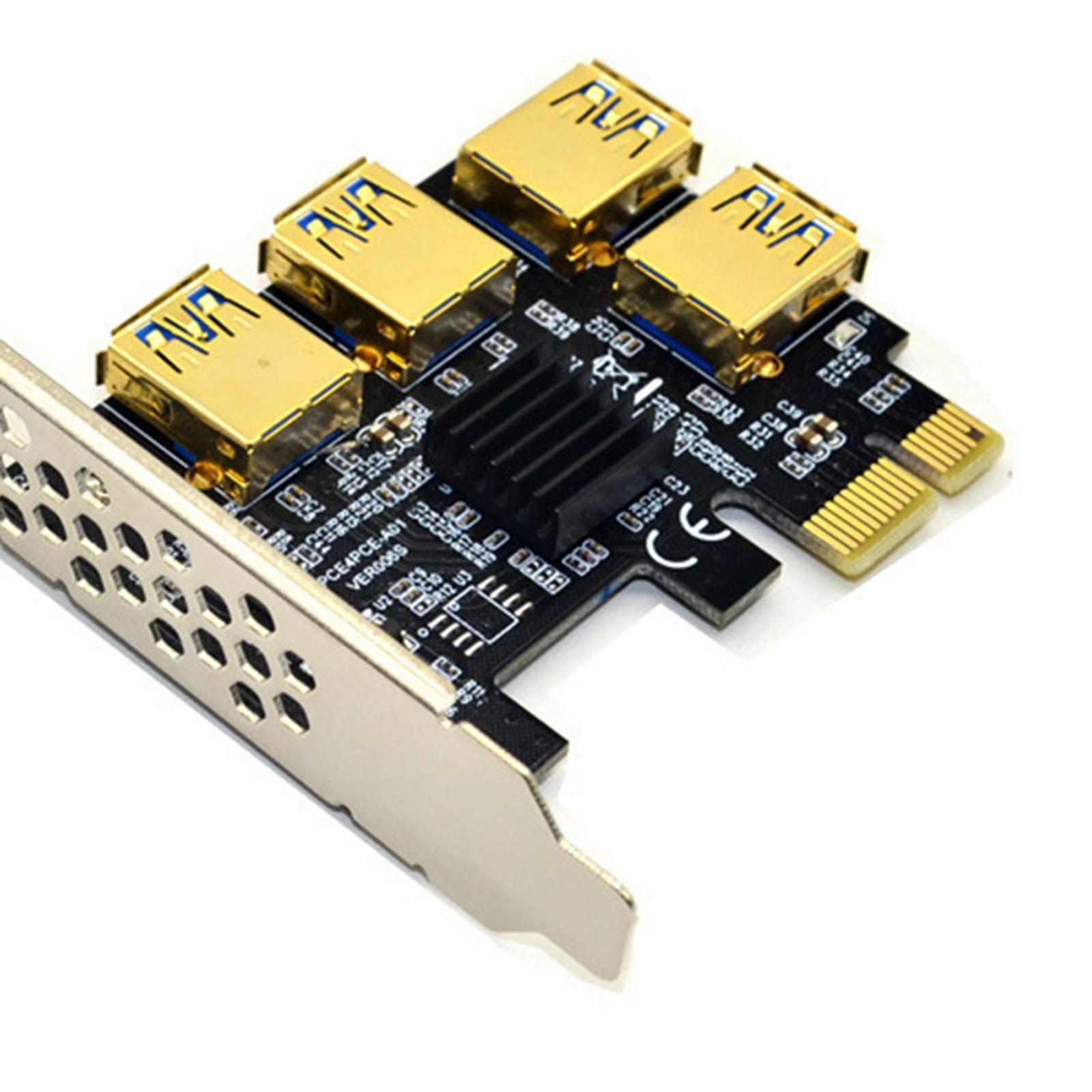 2X 1x PCI-E 1X to 4 PCI-E 16X Slots Extender Riser Card External Adapter