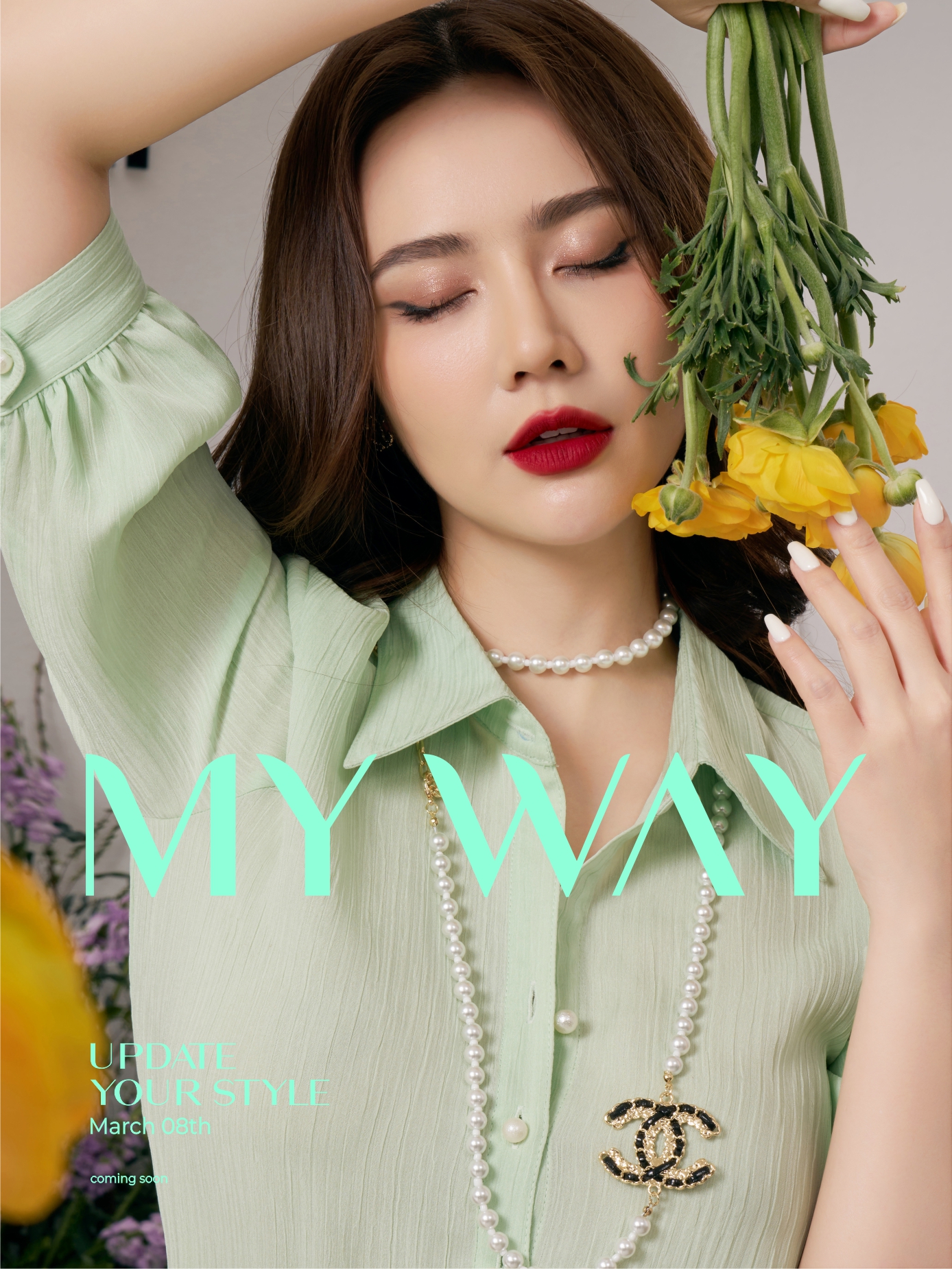 Set Áo Sơ Mi Và Chân Váy My Nữ Công Sở My Way Cổ Đức Dáng A Cao Cấp 5MAB02121 5MCXB283 - XA0