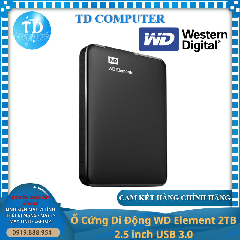 Ổ Cứng Di Động WD Element 2TB 2.5 inch USB 3.0 - Hàng chính hãng ASIA phân phối