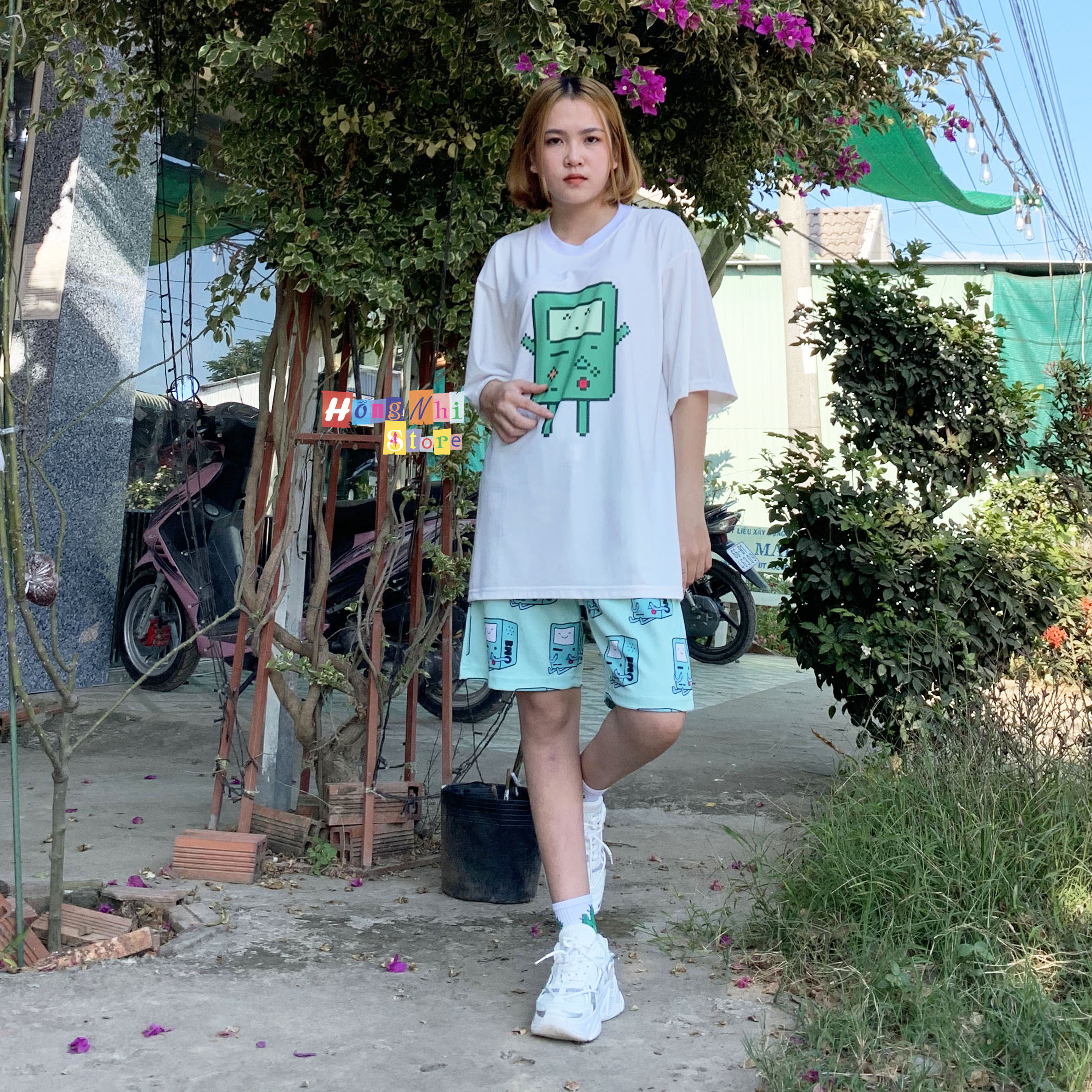 Quần Short Cartoon Unisex Hình Hộp Bmo - Quần Đùi Hoạt Hình Siêu Cute - MM