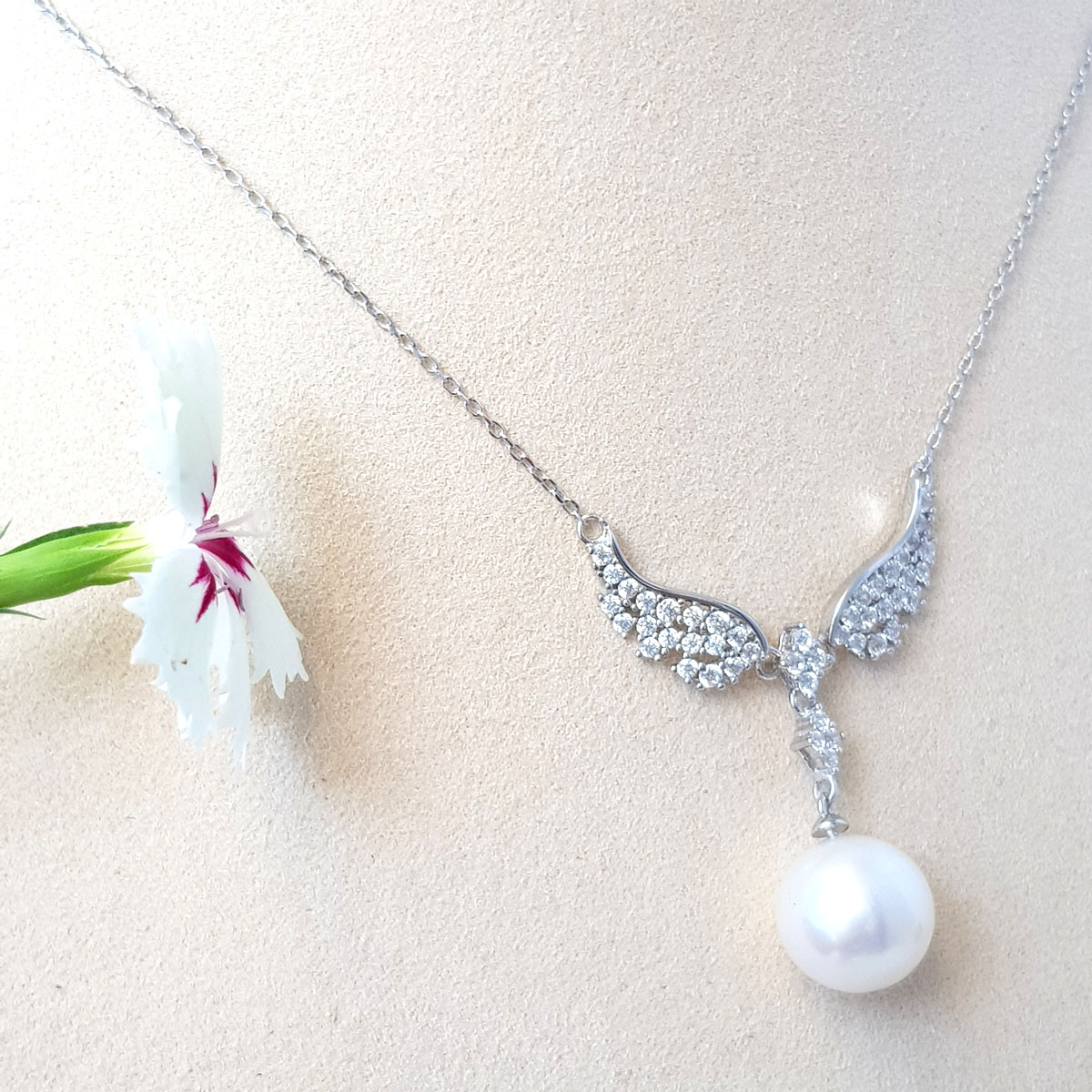 Dây Chuyền Mặt Ngọc Trai Cao Cấp - Đôi Cánh Thiên Thần- Trang Sức Cô Tấm - ANGEL WINGS PEARL - Bạc S925 Nạm Zirco - COTAM0506 + Tặng Kèm Phụ Kiện Bảo Dưỡng