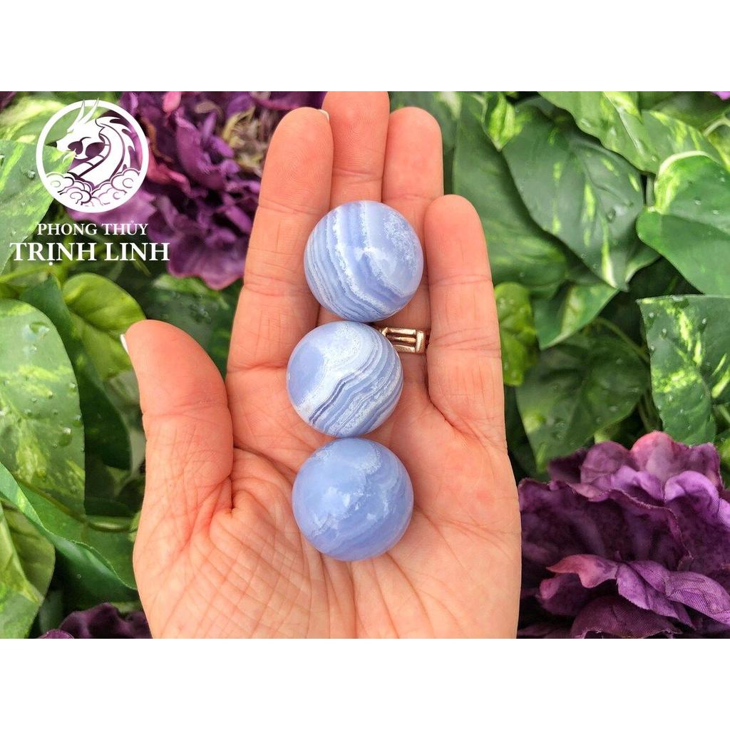 Quả cầu Blue Lace A.g.a.te thanh tẩy Tarot, Reiki, thiền định, phong thủy