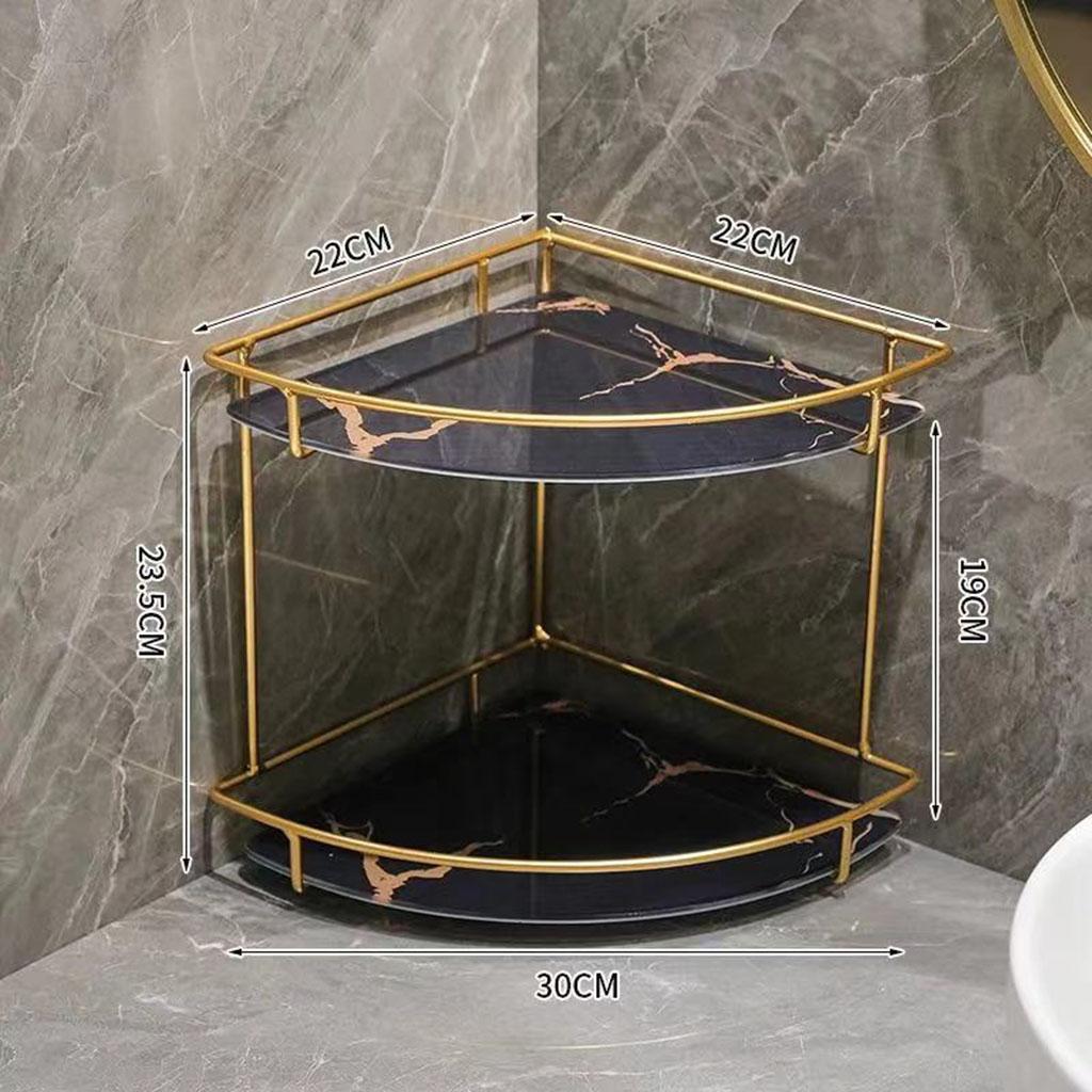 Storage Rack Save Space Cosmetic Bathroom Table Black Double Layer