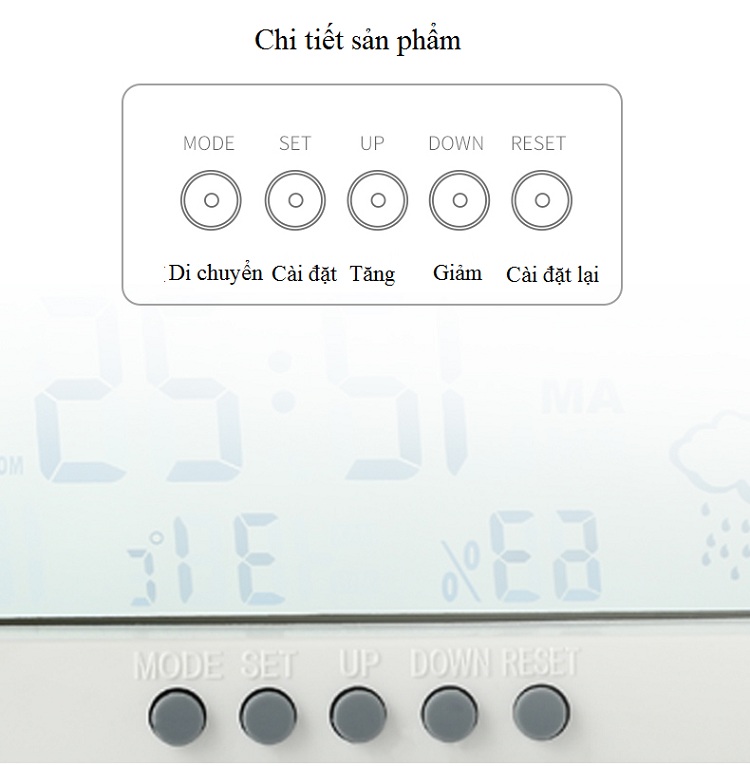 Đồng hồ để bàn màn hình LED có đèn nền cao cấp hiển thị thời gian, nhiệt độ, độ ẩm ( Tặng bộ dán trang trí dạ quang phát sáng hình con bướm )