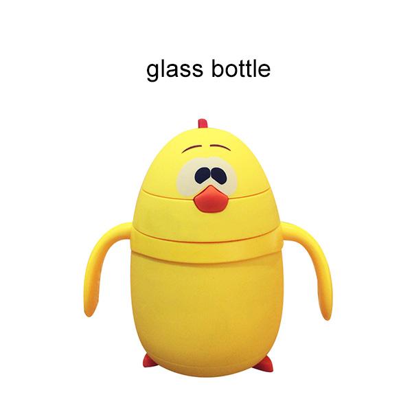 Phim hoạt hình Gà Bé Chai Thủy Tinh Cách Nhiệt Chai Cho Nước Trẻ Em Xách Tay Ống Hút Cup Creative Gift 2 Phong Cách Ly Uống Nước