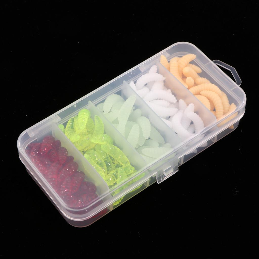 125Pcs Maggot Grub Worm Fishing Lures Bionic Grub Shape Baits for Carp