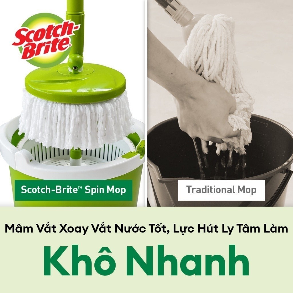 Bộ cây lau nhà thông minh 360 độ một lồng giặt 3M SCOTCH-BRITE 