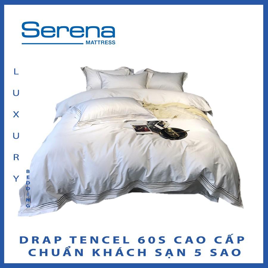 Bộ Chăn Ga Drap Ra Gối Nệm Đệm Lụa Tencel 60s SERENA Combo Ga Giường 5 món Tencel 60s Cao Cấp - Hệ Thống Nệm