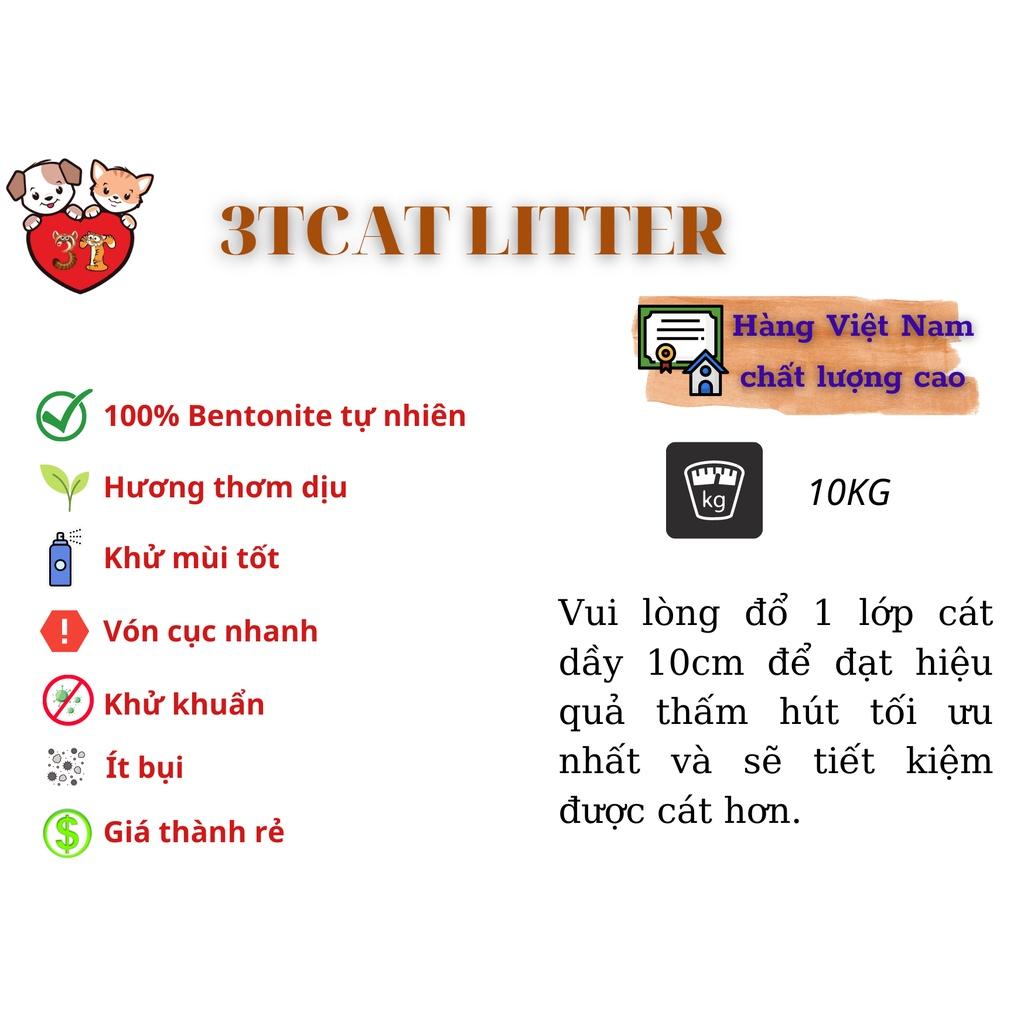 10Kg cát vệ sinh 3TCAT Litter khử mùi tốt, vón cục nhanh, không lo bết đáy, hương thơm nhẹ