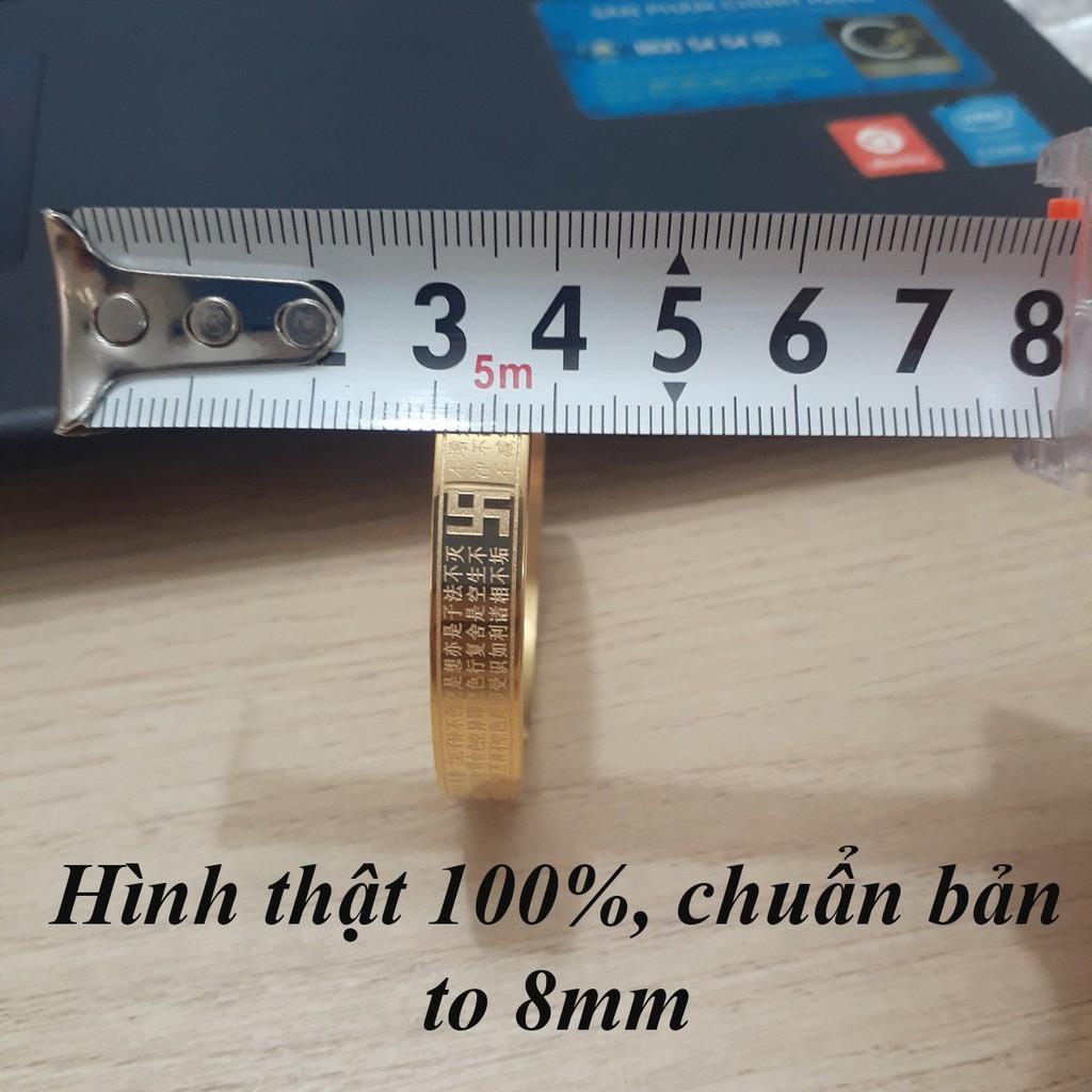 Vòng tay titan bát nhã tâm kinh hình tròn bản to 8mm - đẹp, bền màu, đeo tay vạn sự may