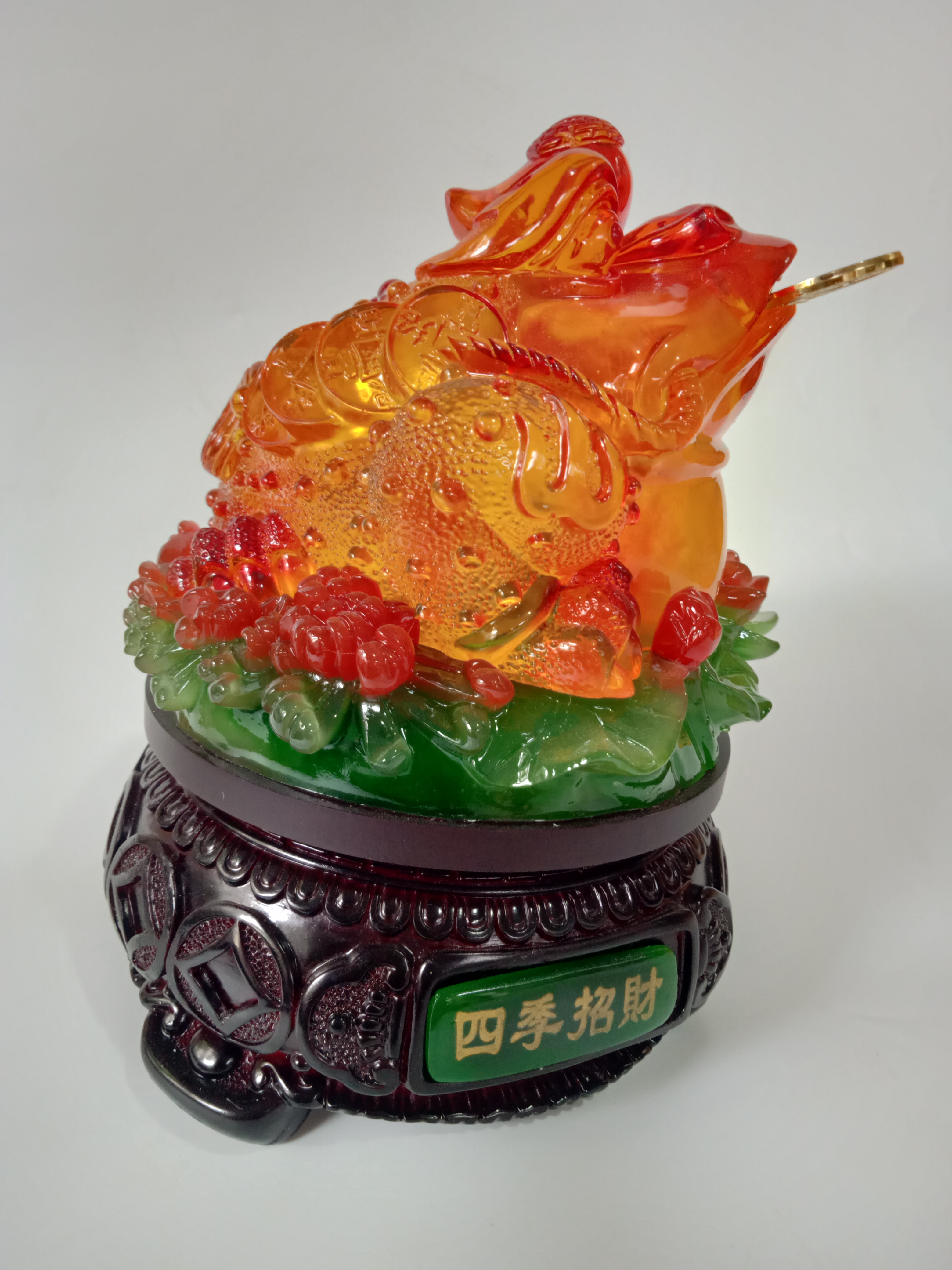 Thiềm Thừ Ngậm Tiền Chiêu Tài Hút Lộc - cóc hồ lô đỏ cao 23 cm