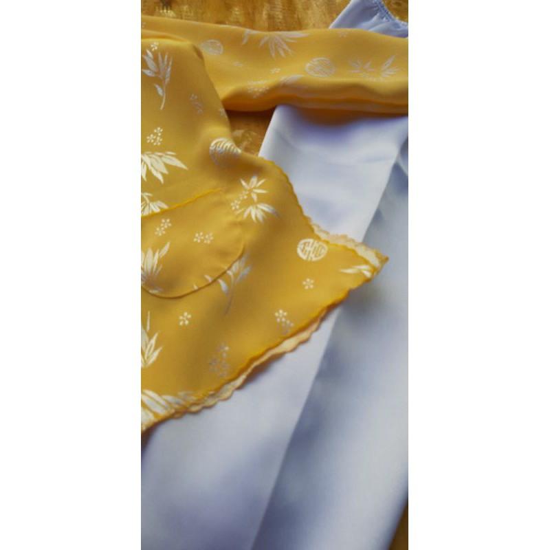 Bộ bà ba Gấm Áo Vàng Quần Trắng