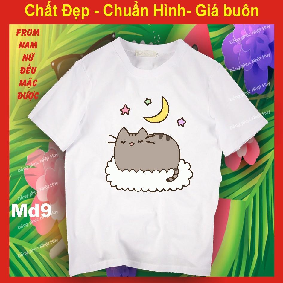 Áo thun mèo đen pusheen kawii MD12, phông, icoi biểu cảm,