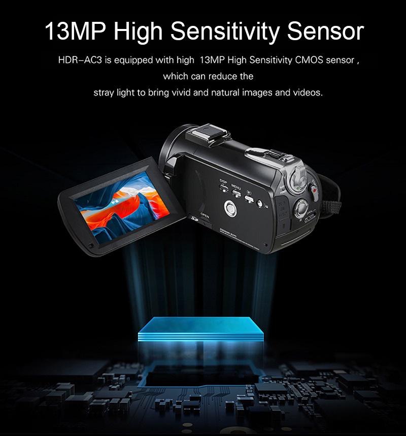 Máy quay video ORDRO AC3 4K Proforer Professional, 30X Digital Zoom hồng ngoại Tầm nhìn ban đêm