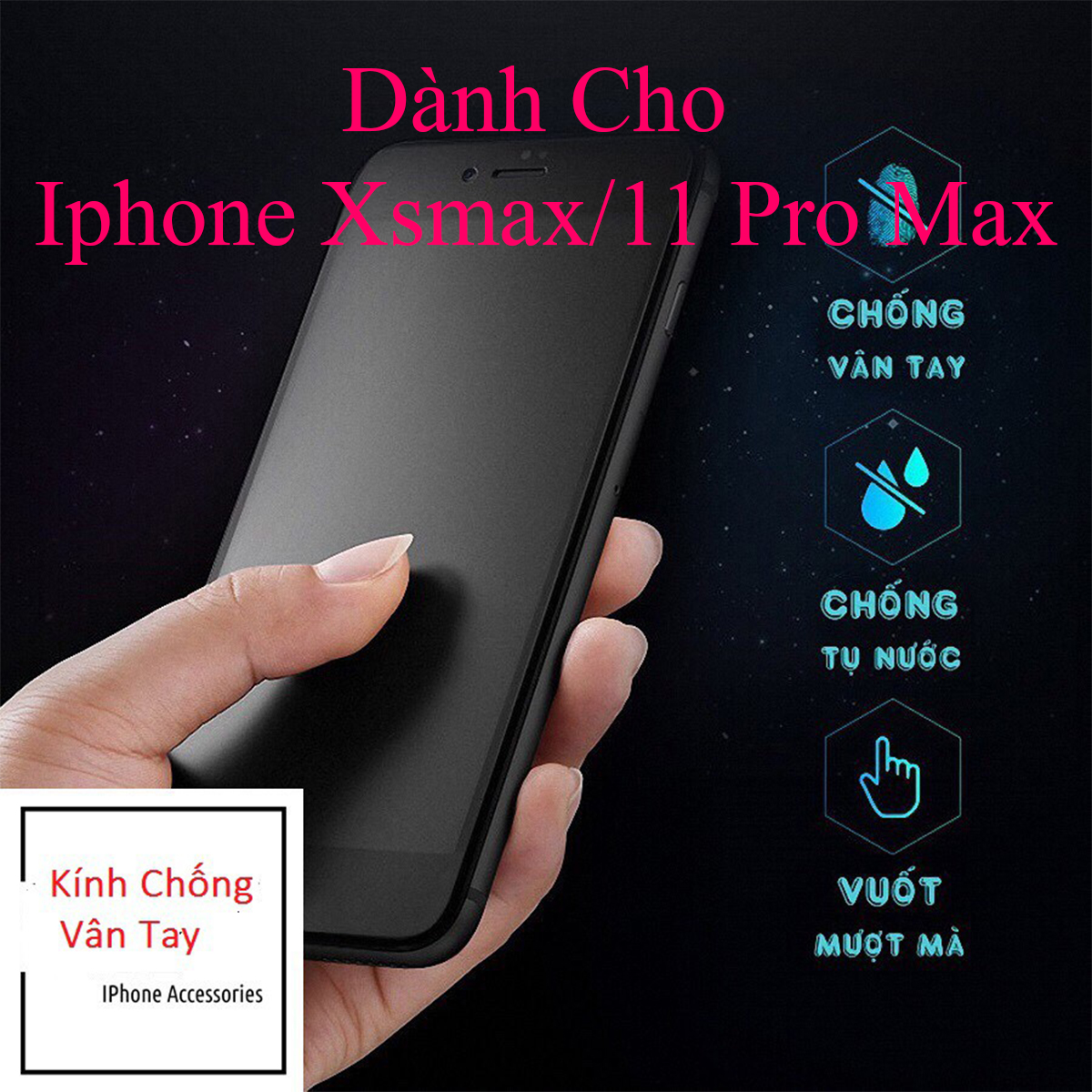 Cường lực dành cho Iphone Xsmax nhám chống vân tay - Hàng Chính Hãng