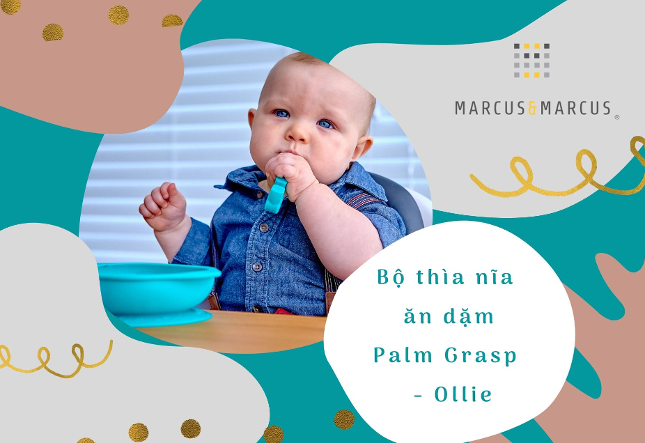 Bộ thìa nĩa tập ăn cho bé Palm Grasp Marcus &amp; Marcus, từ 18 tháng