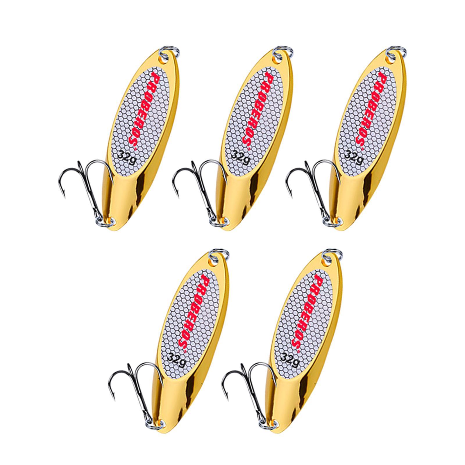 5x Fishing Spoons Lures Fishing Baits Saltwater with Hooks Bass Baits Fishing Lures for Salmon Bass Redfish Perch Fishing Accessories