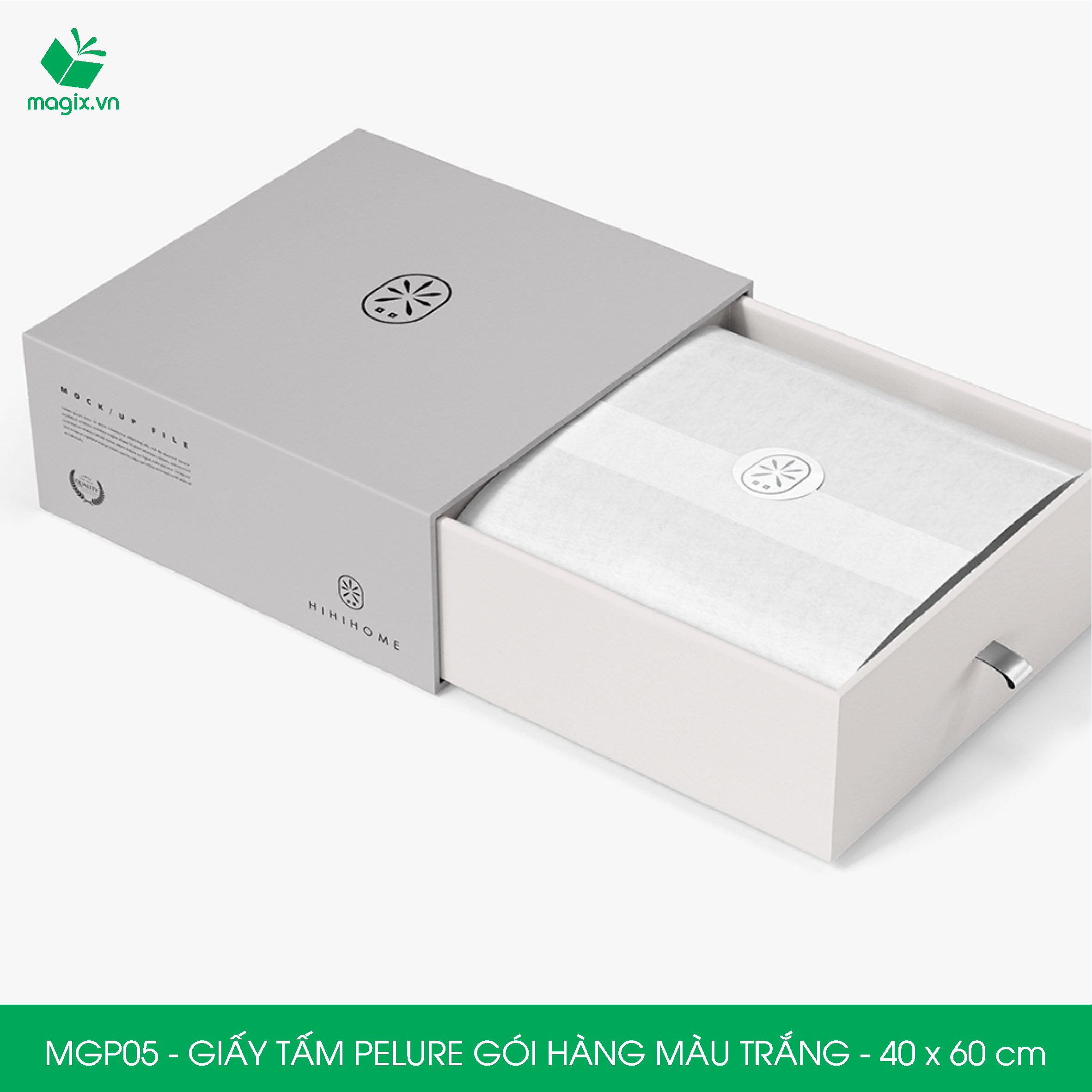 MGP05 - 40x60 cm - 500 tấm giấy Pelure trắng gói hàng, giấy chống ẩm 2 mặt mịn, giấy bọc hàng thời trang