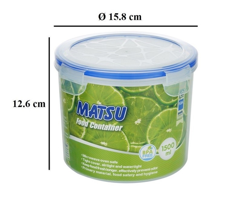 Hộp đựng thực phẩm tròn nhựa Duy Tân Matsu 1500ml - 03451 - Hàng chính hãng