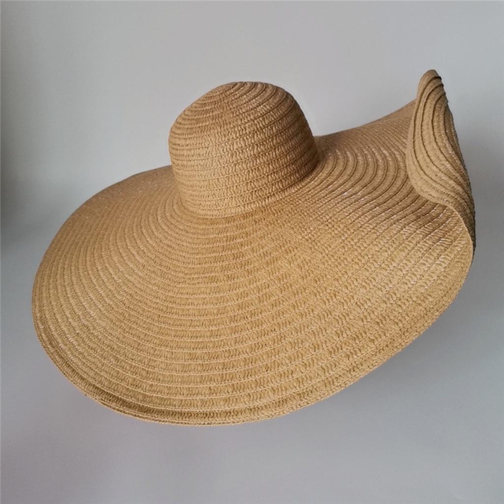Women Beach Hat, Summer Collapsible Wide Brim Cap, Sun Beach Straw Hat Anti UV Beach Cap Vacation Travel Gift Photo Prop