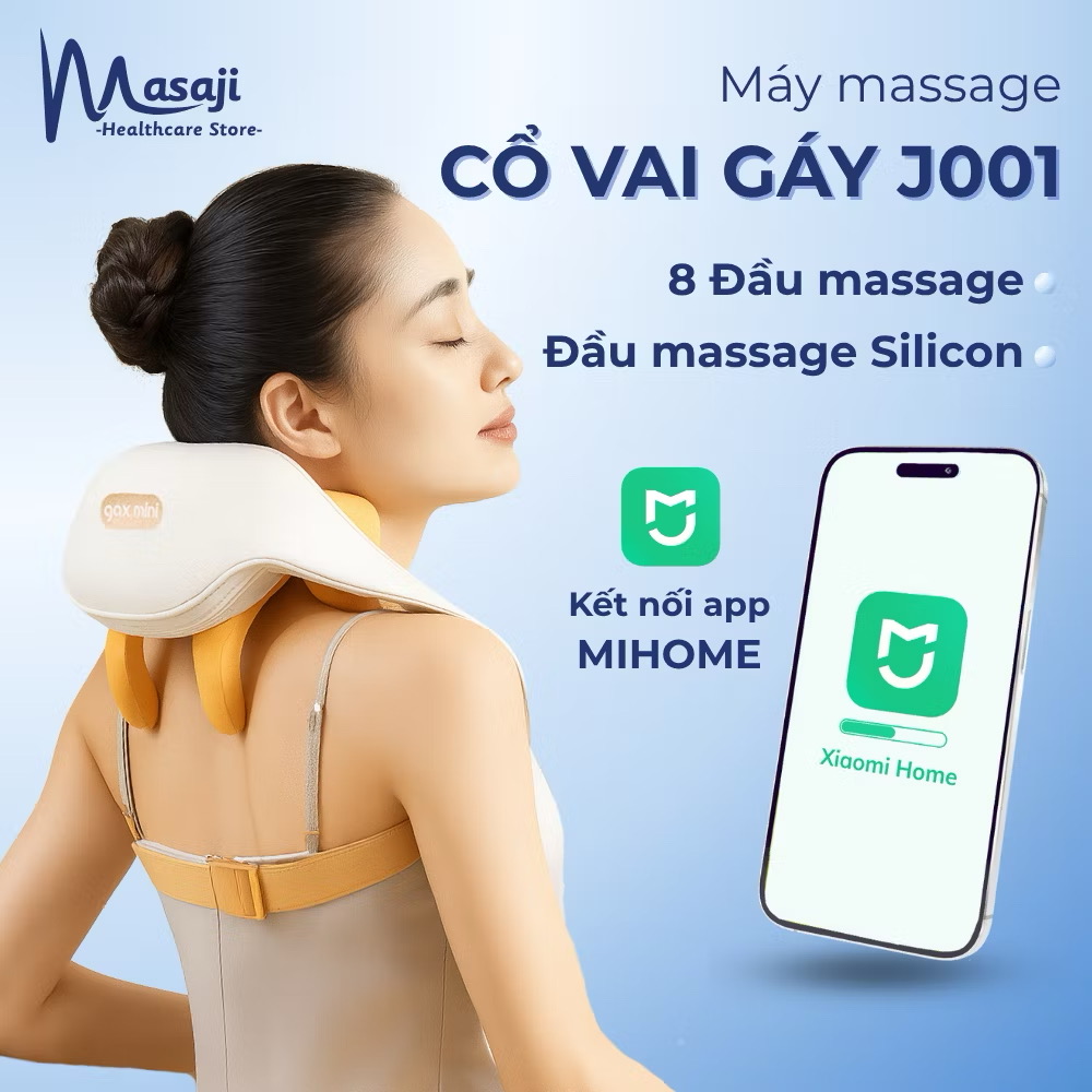 ￼Máy massage cổ vai gáy J001 kết nối app Mihome, máy mát xa xoa bóp chườm ấm hỗ trợ giảm đau Masaji