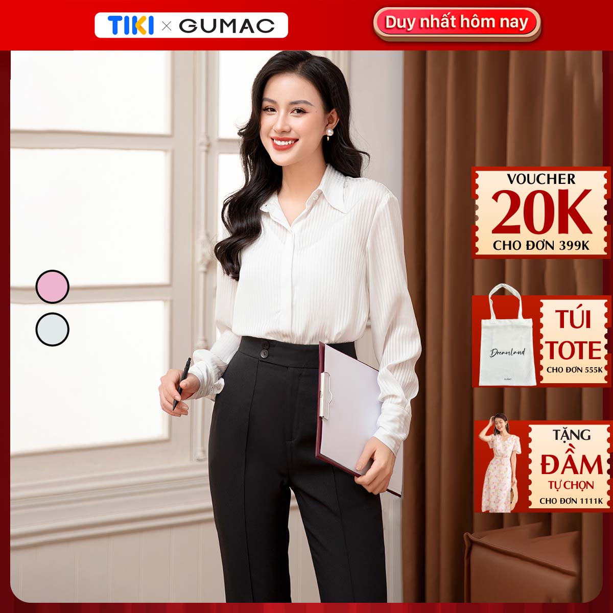Áo sơ mi tay kiểu thời trang GUMAC AD10011