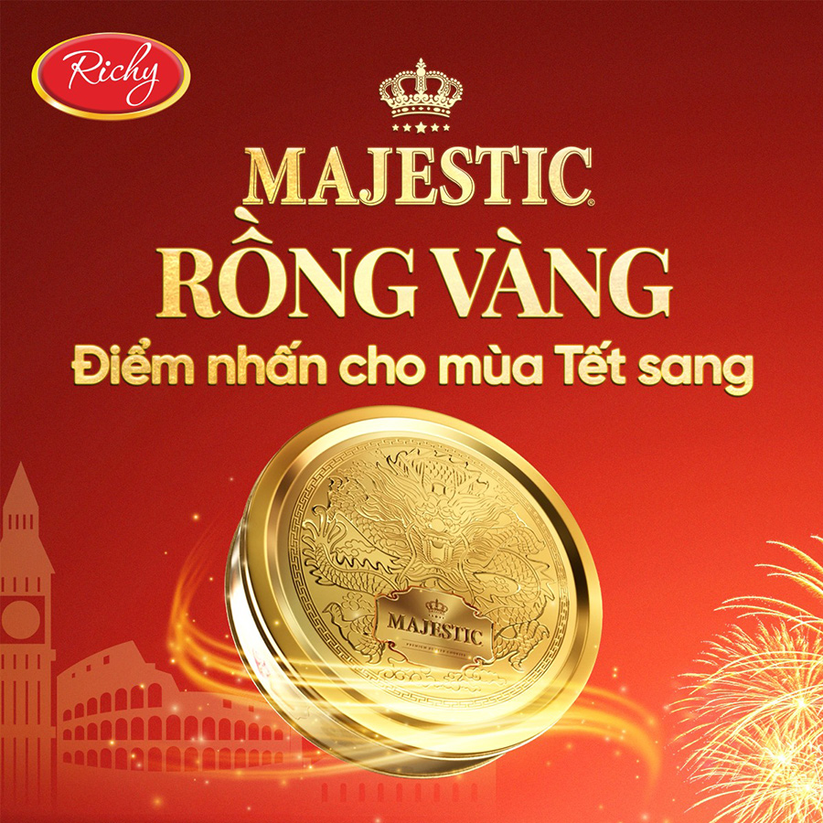 Combo 3 hộp bánh Majestic rồng vàng 105g