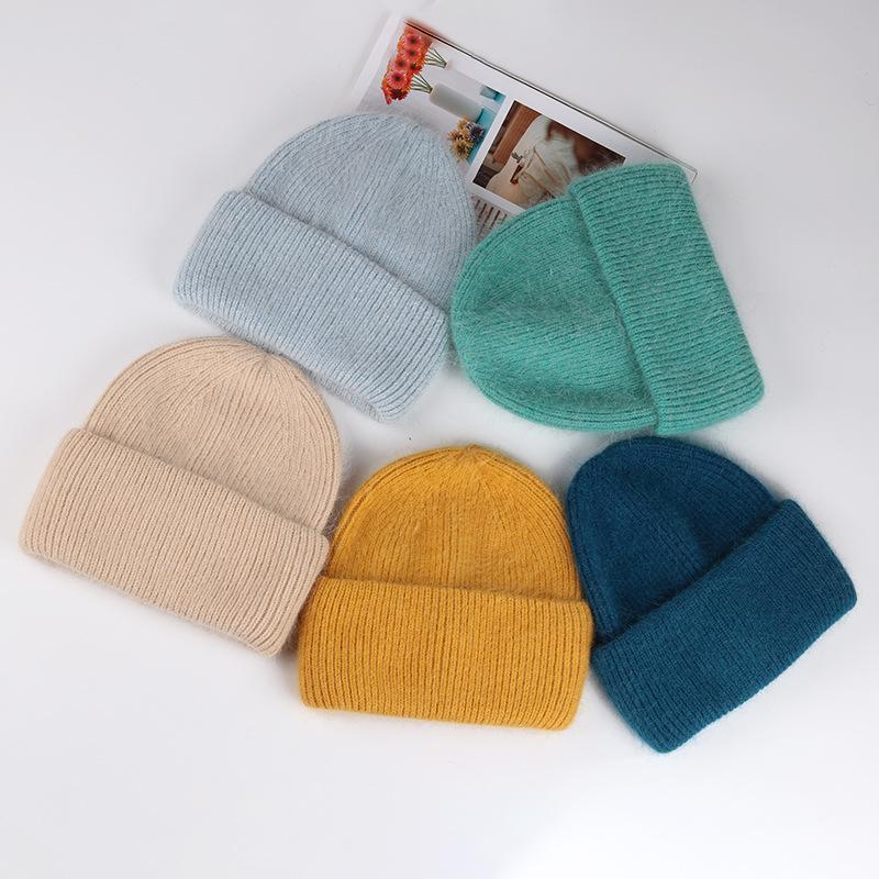 2021 Mới Thời Trang Thu Đông Cài Tóc Hình Nón Ấm Sọc Beanies Nón Thường Ngày Cho Nữ Trưởng Thành Cashmere Dệt Kim Bò Nón